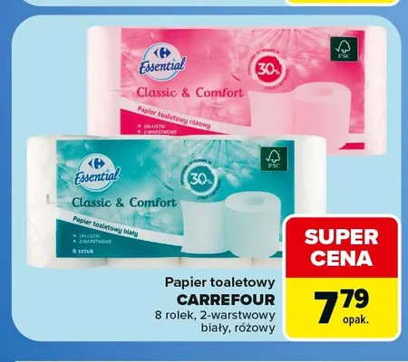 Papier toaletowy Carrefour 2-warstwowy różowy 8-pak promocja w Carrefour Market