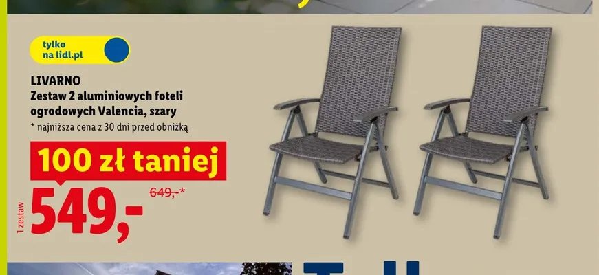 Zestaw 2 aluminiowych foteli ogrodowych Valencia szary LIVARNO promocja w Lidl