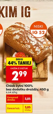 Chleb żytni 100% bez dodatku drożdży promocja w Biedronka