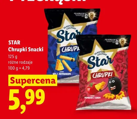 Chrupki Snacki Star o smaku pomidora z serem promocja w Lidl