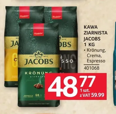 Kawa ziarnista Jacobs Crema 1kg promocja w Selgros