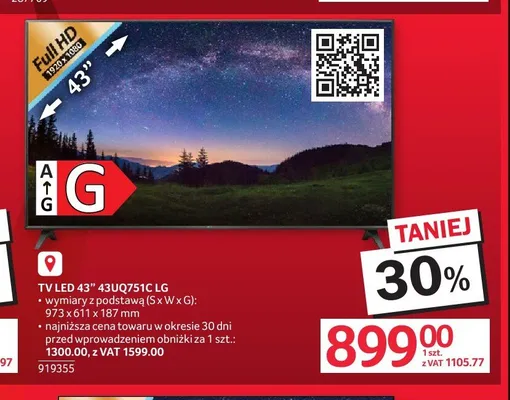 Telewizor LED 43" LG 43UQ751C promocja w Selgros