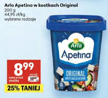 Ser w kostkach Original Arla Apetina promocja w Delikatesy Centrum