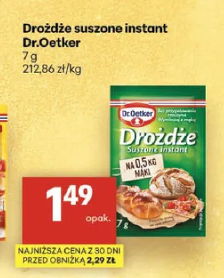Drożdże suszone instant Dr.Oetker promocja w Delikatesy Centrum