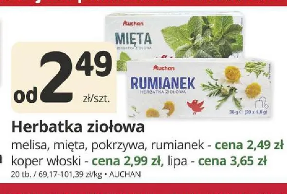 Herbatka ziołowa rumianek Auchan promocja w Marketvita