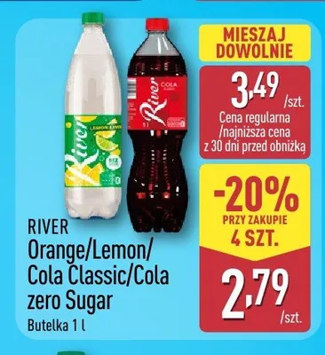 Napój gazowany River Cola Zero Sugar promocja w Aldi