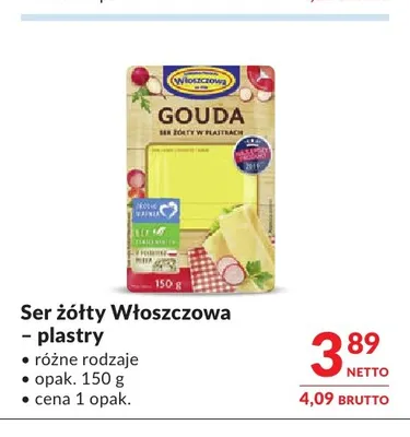 Ser żółty w plastrach Włoszczowa promocja w Makro