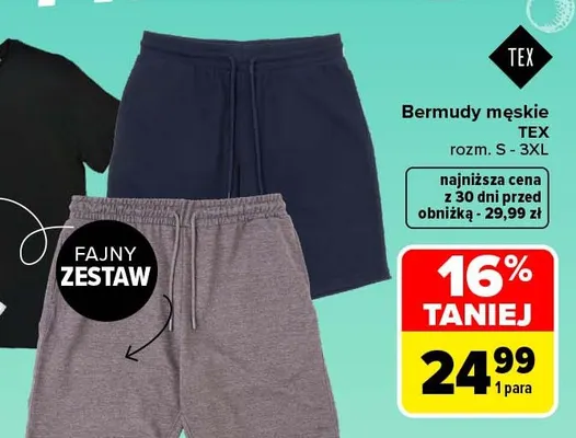 Bermudy męskie TEX promocja w Carrefour