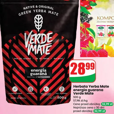 Herbata Yerba Mate energia guarana Verde Mate promocja w Dino