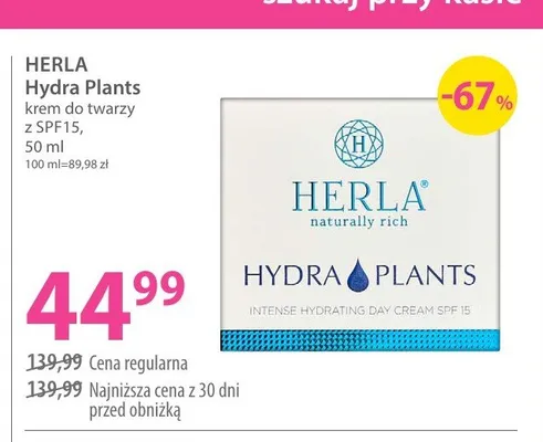 Krem do twarzy Herla Hydra Plants SPF15 promocja w Hebe