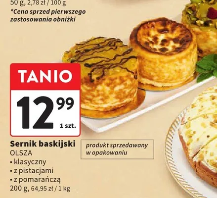 Sernik baskijski z pistacjami promocja w Intermarche