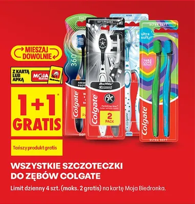 Wszystkie szczoteczki do zębów 1+1 GRATIS promocja w Biedronka