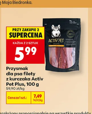 Przysmak dla psa filety z kurczaka Activ Pet Plus promocja w Biedronka