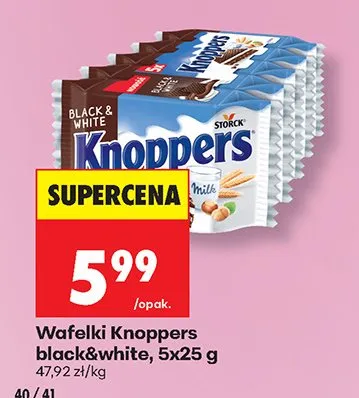 Wafelki Knoppers black&white promocja w Biedronka