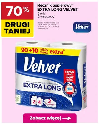 Ręcznik papierowy Extra Long Velvet promocja w Carrefour