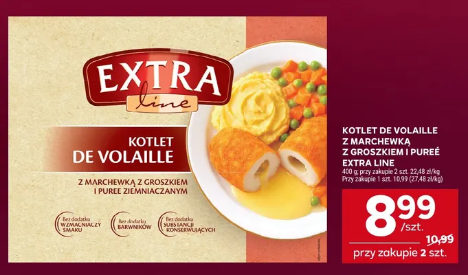 Kotlet de volaille z marchewką z groszkiem i pureé Extra Line promocja w Stokrotka