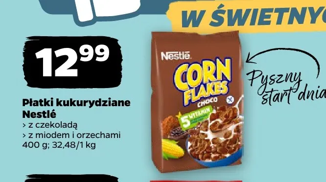 Płatki kukurydziane Nestlé z miodem i orzechami promocja w Netto