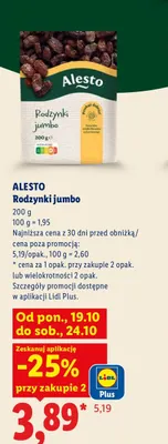 Rodzynki jumbo Alesto promocja w Lidl