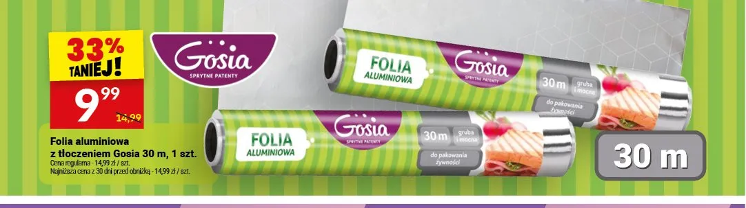Folia aluminiowa z tłoczeniem Gosia 30 m promocja w Twój Market