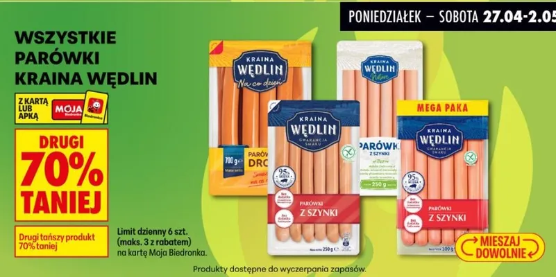Parówki Kraina Wędlin promocja w Biedronka