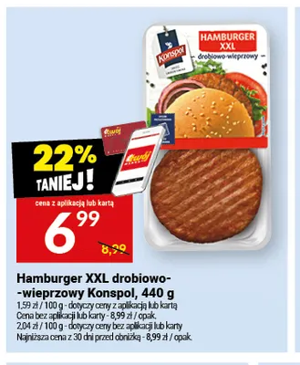 Hamburger XXL drobiowo-wieprzowy Konspol promocja w Twój Market