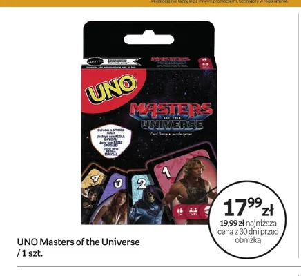 Gra karciana UNO Masters of the Universe Mattel Games promocja w Empik