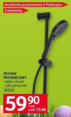 Zestaw prysznicowy 3-funkcyjny 3-elementy kolor chrom lub czarny mat promocja w Selgros