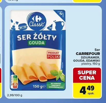 Ser żółty Dziuramer plastry Carrefour Classic promocja w Carrefour Market