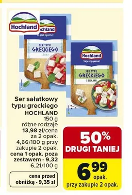 Ser sałatkowy typu greckiego Hochland Lekki promocja w Carrefour