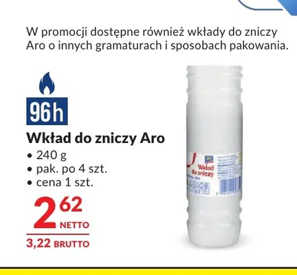 Wkład do zniczy Aro promocja w Makro