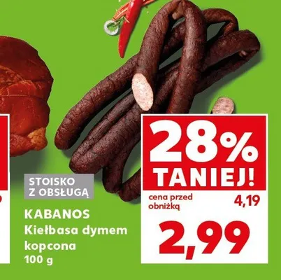 Kiełbasa dymem kopcona Kabanos promocja w Kaufland