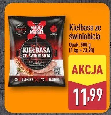 Kiełbasa ze świniobicia Madej Wróbel promocja w Aldi