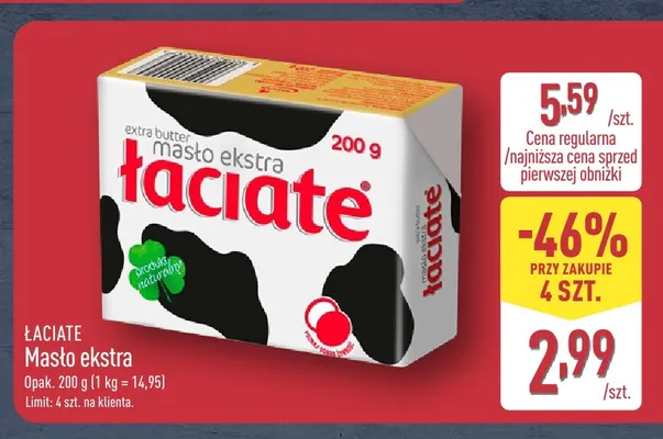 Masło ekstra Łaciate promocja w Aldi