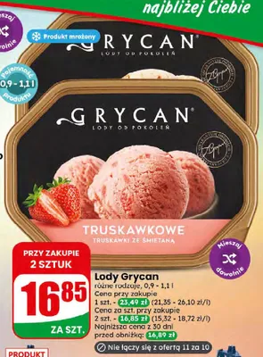 Lody truskawkowe Grycan promocja w Dino
