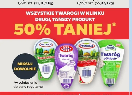 Twaróg półtłusty bez laktozy Piątnica promocja w Netto