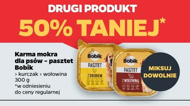 Karma mokra dla psów pasztet Bobik promocja w Netto
