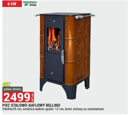 Piec stalowo-kaflowy Bellino promocja w Merkury Market