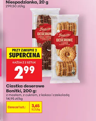 Ciastka deserowe Bonitki z kakao i czekoladą promocja w Biedronka