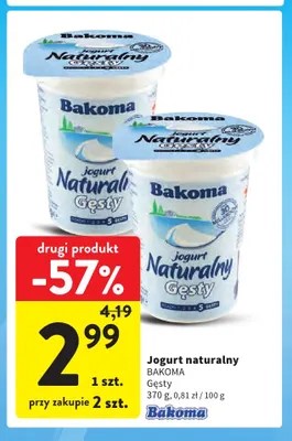 Jogurt naturalny gęsty Bakoma promocja w Intermarche