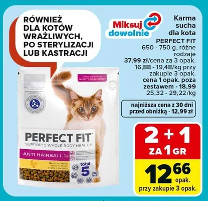 Karma sucha dla kota różne rodzaje promocja w Carrefour Market