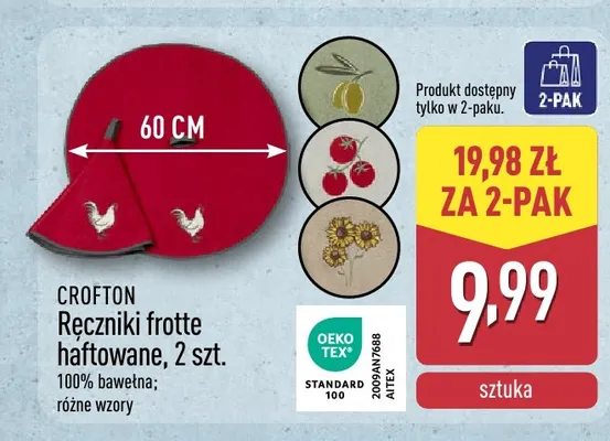Ręczniki frotte haftowane Crofton 2-pak promocja w Aldi