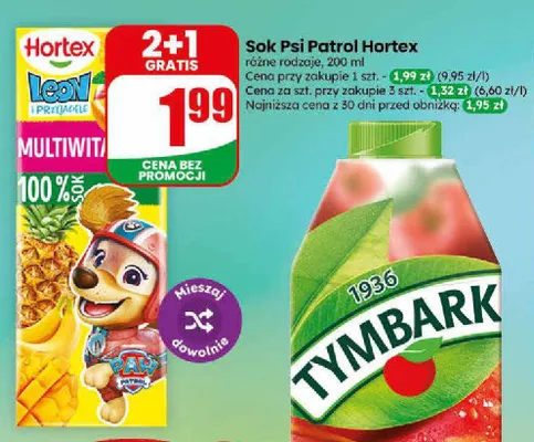 Sok multiwitamina Hortex Leon i Przyjaciele Psi Patrol promocja w Dino