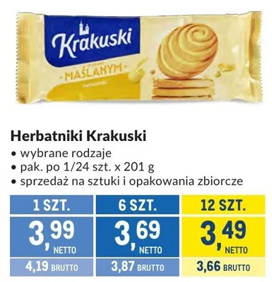 Herbatniki Krakuski maślane promocja w Makro