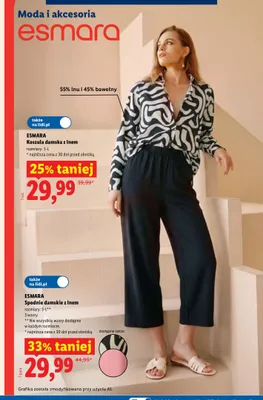 Spodnie damskie z lnem Esmara promocja w Lidl