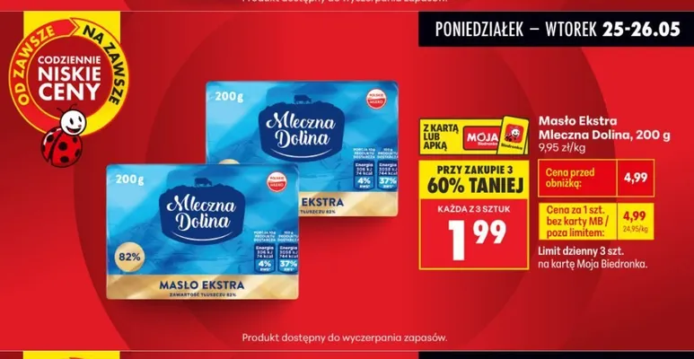 Masło ekstra Mleczna rzeka promocja w Biedronka
