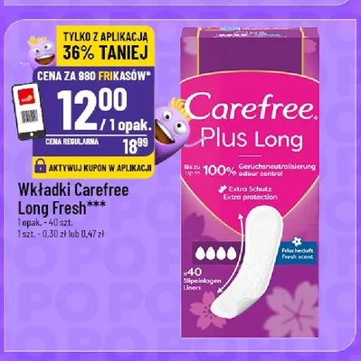 Wkładki higieniczne Carefree Plus Long Fresh promocja w POLOmarket