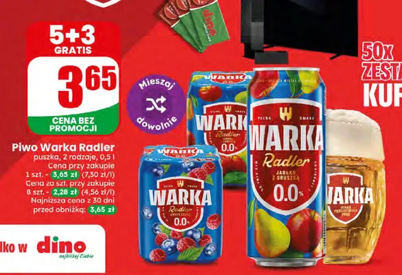 Piwo bezalkoholowe Warka Radler Cytryna promocja w Dino