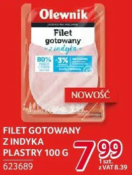 Filet gotowany z indyka plastry Olewnik 100 g promocja w Selgros