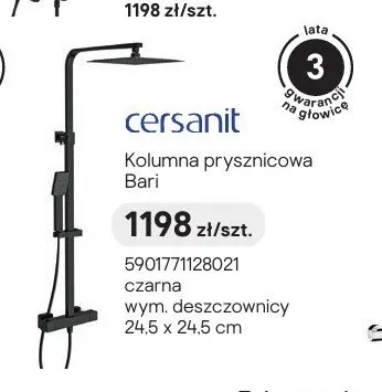 Kolumna prysznicowa cersanit Bari czarna promocja w Castorama
