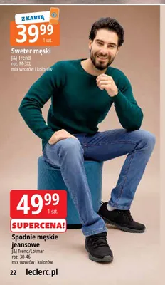 Sweter męski J&J Trend promocja w Leclerc